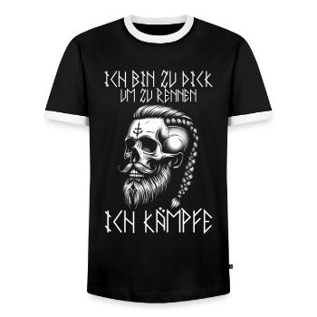 Vikings, Mythologie nordique, Dieux, Viking - T-shirt contrasté Homme - noir/blanc - Devant - AI Model Female 172 light (172cm) & AI Model Male 178 light (178cm)