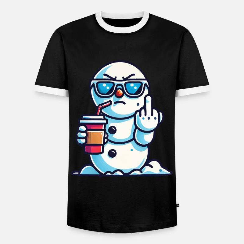 Cool snowman with statement - Men's Ringer Shirt - black/white