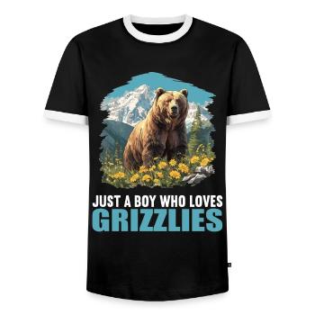 grizzly bears Grizzly bear - Men's Ringer Shirt - black/white - Front - AI Model Female 172 light (172cm) & AI Model Male 178 light (178cm)