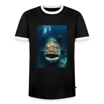 Zackenbarsche Zackenbarsch - Männer Kontrast-T-Shirt - Schwarz/Weiß - Vorne - AI Model Female 172 light (172cm) & AI Model Male 178 light (178cm)