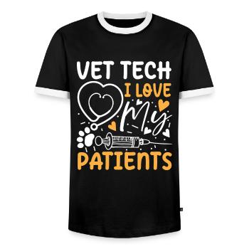 Vet Tech I Love My Patients - Männer Kontrast-T-Shirt - Schwarz/Weiß - Vorne - AI Model Female 172 light (172cm) & AI Model Male 178 light (178cm)