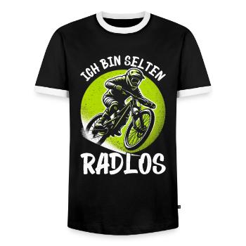Vététistes, amateurs de VTT, cyclisme - T-shirt contrasté Homme - noir/blanc - Devant - AI Model Female 172 light (172cm) & AI Model Male 178 light (178cm)