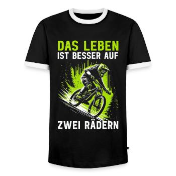 Vététistes, amateurs de VTT, cyclisme - T-shirt contrasté Homme - noir/blanc - Devant - AI Model Female 172 light (172cm) & AI Model Male 178 light (178cm)