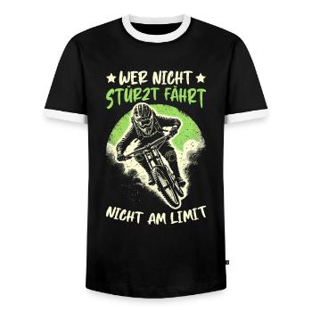 Vététistes, amateurs de VTT, cyclisme - T-shirt contrasté Homme - noir/blanc - Devant - AI Model Female 172 light (172cm) & AI Model Male 178 light (178cm)