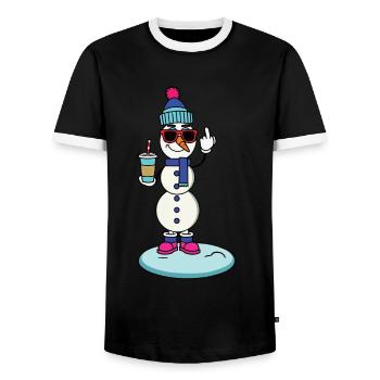 Cooler Schneemann Mit Eiskaffee Und Sonnenbrille - Männer Kontrast-T-Shirt - Schwarz/Weiß - Vorne - AI Model Female 172 light (172cm) & AI Model Male 178 light (178cm)