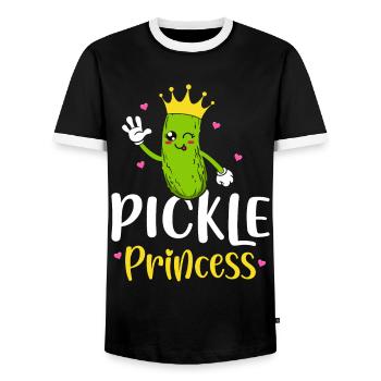 Gurkenprinzessin Lustige Gurke Gurkenmädchen - Männer Kontrast-T-Shirt - Schwarz/Weiß - Vorne - AI Model Female 172 light (172cm) & AI Model Male 178 light (178cm)