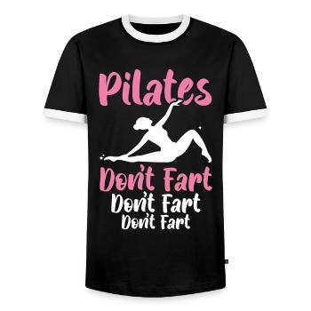 Pilates Don’t Fet Professeur de Pilates Exercice de yoga - T-shirt contrasté Homme - noir/blanc - Devant - AI Model Female 172 light (172cm) & AI Model Male 178 light (178cm)