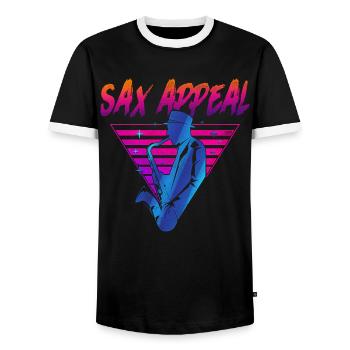 Saxophone Retro Vintage Sax Appeal - Männer Kontrast-T-Shirt - Schwarz/Weiß - Vorne - AI Model Female 172 light (172cm) & AI Model Male 178 light (178cm)