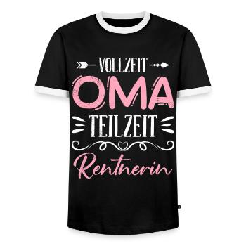 VOLLZEIT OMA TEILZEIT RENTNERIN Lustiges Omi - Männer Kontrast-T-Shirt - Schwarz/Weiß - Vorne - AI Model Female 172 light (172cm) & AI Model Male 178 light (178cm)