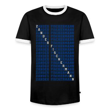 Angler ZANDER FISCHERMANN Lustiges Angeln - Männer Kontrast-T-Shirt - Schwarz/Weiß - Vorne - AI Model Female 172 light (172cm) & AI Model Male 178 light (178cm)