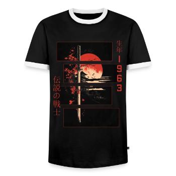 Signe Japonais Guerrier Vintage 1963 Anniversaire - T-shirt contrasté Homme - noir/blanc - Devant - AI Model Female 172 light (172cm) & AI Model Male 178 light (178cm)