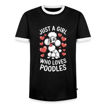 Juste une fille qui aime les caniches - T-shirt contrasté Homme - noir/blanc - Devant - AI Model Female 172 light (172cm) & AI Model Male 178 light (178cm)