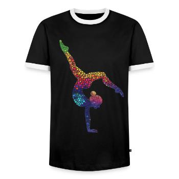 Gymnastics Gymnast Acrobatics Gymnast - Men's Ringer Shirt - black/white - Front - AI Model Female 172 light (172cm) & AI Model Male 178 light (178cm)