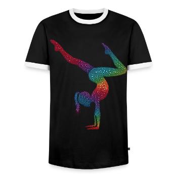 Gymnastics Gymnast Acrobatics Gymnast - Men's Ringer Shirt - black/white - Front - AI Model Female 172 light (172cm) & AI Model Male 178 light (178cm)