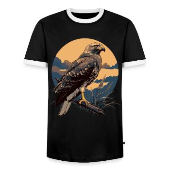 Faucon Faucon - T-shirt contrasté Homme - noir/blanc - Devant - AI Model Female 172 light (172cm) & AI Model Male 178 light (178cm)