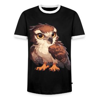 Faucon Faucon - T-shirt contrasté Homme - noir/blanc - Devant - AI Model Female 172 light (172cm) & AI Model Male 178 light (178cm)
