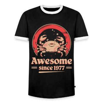 Zodiaque Cancer Anniversaire Depuis 1977 Grand - T-shirt contrasté Homme - noir/blanc - Devant - AI Model Female 172 light (172cm) & AI Model Male 178 light (178cm)