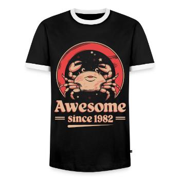 Cancer Zodiaque Anniversaire depuis 1982 Grand - T-shirt contrasté Homme - noir/blanc - Devant - AI Model Female 172 light (172cm) & AI Model Male 178 light (178cm)