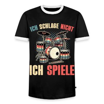 Batteur Batteur Percussion Musiciens - T-shirt contrasté Homme - noir/blanc - Devant - AI Model Female 172 light (172cm) & AI Model Male 178 light (178cm)