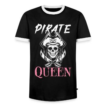 Pirate Queen Pirate Girl Captain - Men's Ringer Shirt - black/white - Front - AI Model Female 172 light (172cm) & AI Model Male 178 light (178cm)