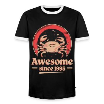 Cancer Zodiaque Anniversaire Depuis 1995 Grand - T-shirt contrasté Homme - noir/blanc - Devant - AI Model Female 172 light (172cm) & AI Model Male 178 light (178cm)