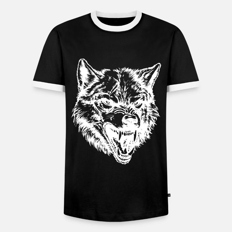 Wolf Tier - Männer Kontrast-T-Shirt - Schwarz/Weiß