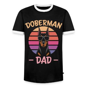 Dobermann Spruch Papa Lustiges Dobermann Geschenk - Männer Kontrast-T-Shirt - Schwarz/Weiß - Vorne - AI Model Female 172 light (172cm) & AI Model Male 178 light (178cm)
