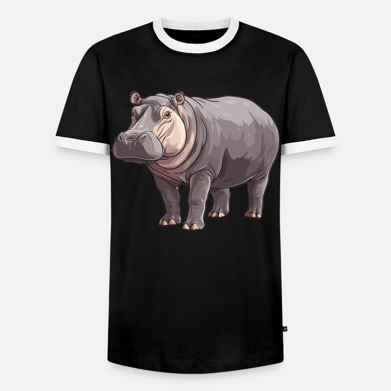 Nilpferd Flußpferd - Männer Kontrast-T-Shirt - Schwarz/Weiß