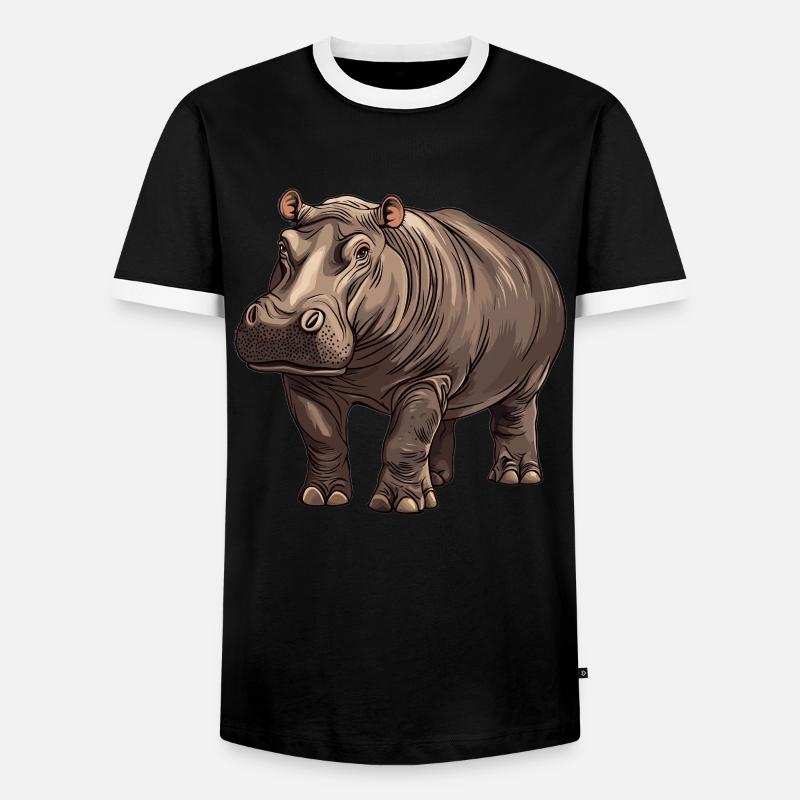 Nilpferd Flußpferd - Männer Kontrast-T-Shirt - Schwarz/Weiß