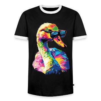 Schwan - Männer Kontrast-T-Shirt - Schwarz/Weiß - Vorne - AI Model Female 172 light (172cm) & AI Model Male 178 light (178cm)
