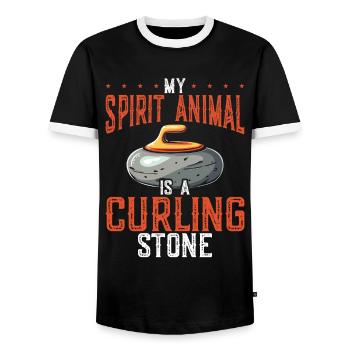 Eisstockschießen Curling Curler Stockschießen - Männer Kontrast-T-Shirt - Schwarz/Weiß - Vorne - AI Model Female 172 light (172cm) & AI Model Male 178 light (178cm)