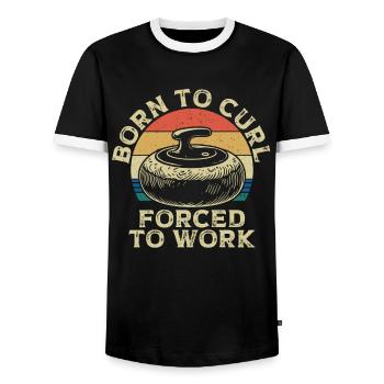 Eisstockschießen Curling Curler Stockschießen - Männer Kontrast-T-Shirt - Schwarz/Weiß - Vorne - AI Model Female 172 light (172cm) & AI Model Male 178 light (178cm)