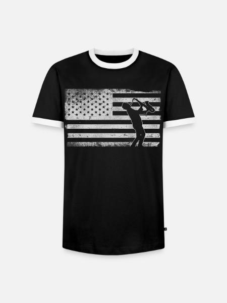 Saxophone American Flag - Männer Kontrast-T-Shirt - Schwarz/Weiß