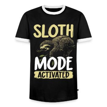Sloth Mode: Activated Faultier Sloth - Men's Ringer Shirt - black/white - Front - AI Model Female 172 light (172cm) & AI Model Male 178 light (178cm)