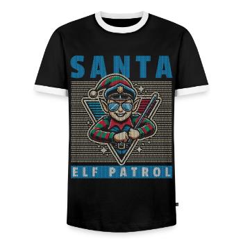 Santa Elf Patrol Merry Christmas Time - Men's Ringer Shirt - black/white - Front - AI Model Female 172 light (172cm) & AI Model Male 178 light (178cm)