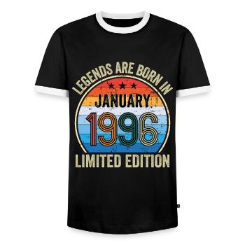 Legends Are Born En Janvier 1996 Édition Limitée - T-shirt contrasté Homme - noir/blanc - Devant - AI Model Female 172 light (172cm) & AI Model Male 178 light (178cm)