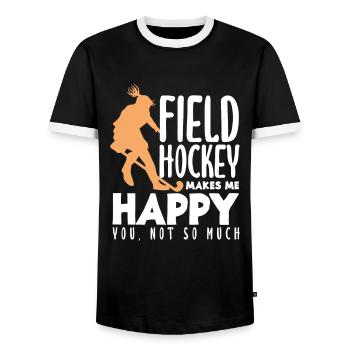 Feldhockey Spieler Macht Mich Glücklich - Männer Kontrast-T-Shirt - Schwarz/Weiß - Vorne - AI Model Female 172 light (172cm) & AI Model Male 178 light (178cm)