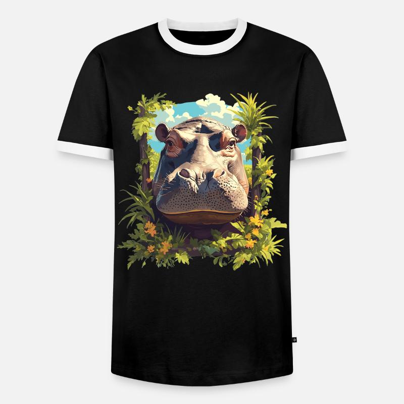 Nilpferd Flußpferd - Männer Kontrast-T-Shirt - Schwarz/Weiß