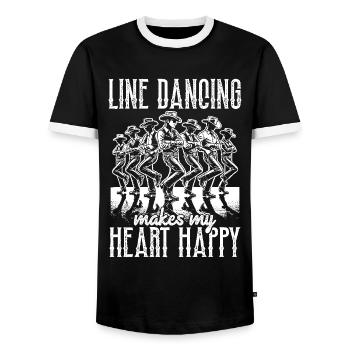 Danse en ligne, Musique country, Cowboy, Danse en ligne - T-shirt contrasté Homme - noir/blanc - Devant - AI Model Female 172 light (172cm) & AI Model Male 178 light (178cm)