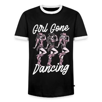 Line Dance Country Musik Cowboy Linedance - Männer Kontrast-T-Shirt - Schwarz/Weiß - Vorne - AI Model Female 172 light (172cm) & AI Model Male 178 light (178cm)