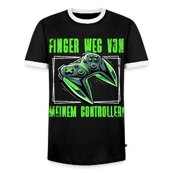 Gaming Gamer Gamer Video Player Console PC Gaming - Men's Ringer Shirt - black/white - Front - AI Model Female 172 light (172cm) & AI Model Male 178 light (178cm)