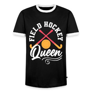 Field hockey player Queen Pride - Men's Ringer Shirt - black/white - Front - AI Model Female 172 light (172cm) & AI Model Male 178 light (178cm)
