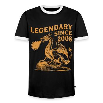 Legendär Seit 2008 Geburtstag Drachen Fantasy - Männer Kontrast-T-Shirt - Schwarz/Weiß - Vorne - AI Model Female 172 light (172cm) & AI Model Male 178 light (178cm)
