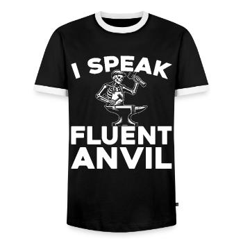Blacksmith metalworker - Men's Ringer Shirt - black/white - Front - AI Model Female 172 light (172cm) & AI Model Male 178 light (178cm)