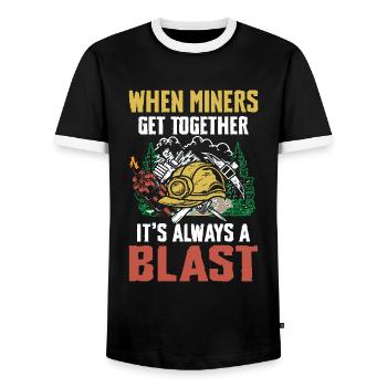 When Miners Get Together - Männer Kontrast-T-Shirt - Schwarz/Weiß - Vorne - AI Model Female 172 light (172cm) & AI Model Male 178 light (178cm)