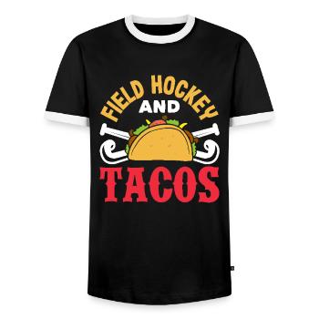 Hockey Players And Tacos Love - Men's Ringer Shirt - black/white - Front - AI Model Female 172 light (172cm) & AI Model Male 178 light (178cm)