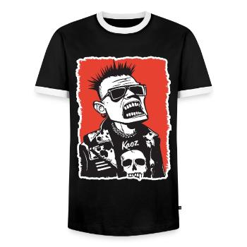 80er-Punk-Rocker im Retro-Look - Männer Kontrast-T-Shirt - Schwarz/Weiß - Vorne - AI Model Female 172 light (172cm) & AI Model Male 178 light (178cm)