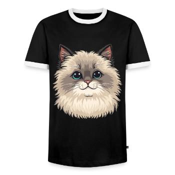 Ragdoll Katze - Männer Kontrast-T-Shirt - Schwarz/Weiß - Vorne - AI Model Female 172 light (172cm) & AI Model Male 178 light (178cm)