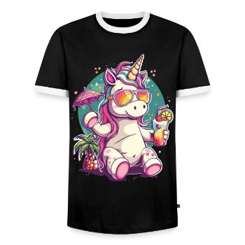 Buntes Erfrischendes Cocktail Einhorn - Männer Kontrast-T-Shirt - Schwarz/Weiß - Vorne - AI Model Female 172 light (172cm) & AI Model Male 178 light (178cm)