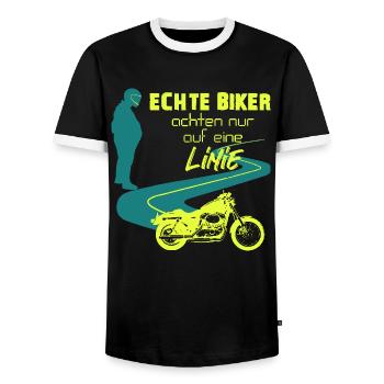 Echte Biker - Motorrad - Männer Kontrast-T-Shirt - Schwarz/Weiß - Vorne - AI Model Female 172 light (172cm) & AI Model Male 178 light (178cm)